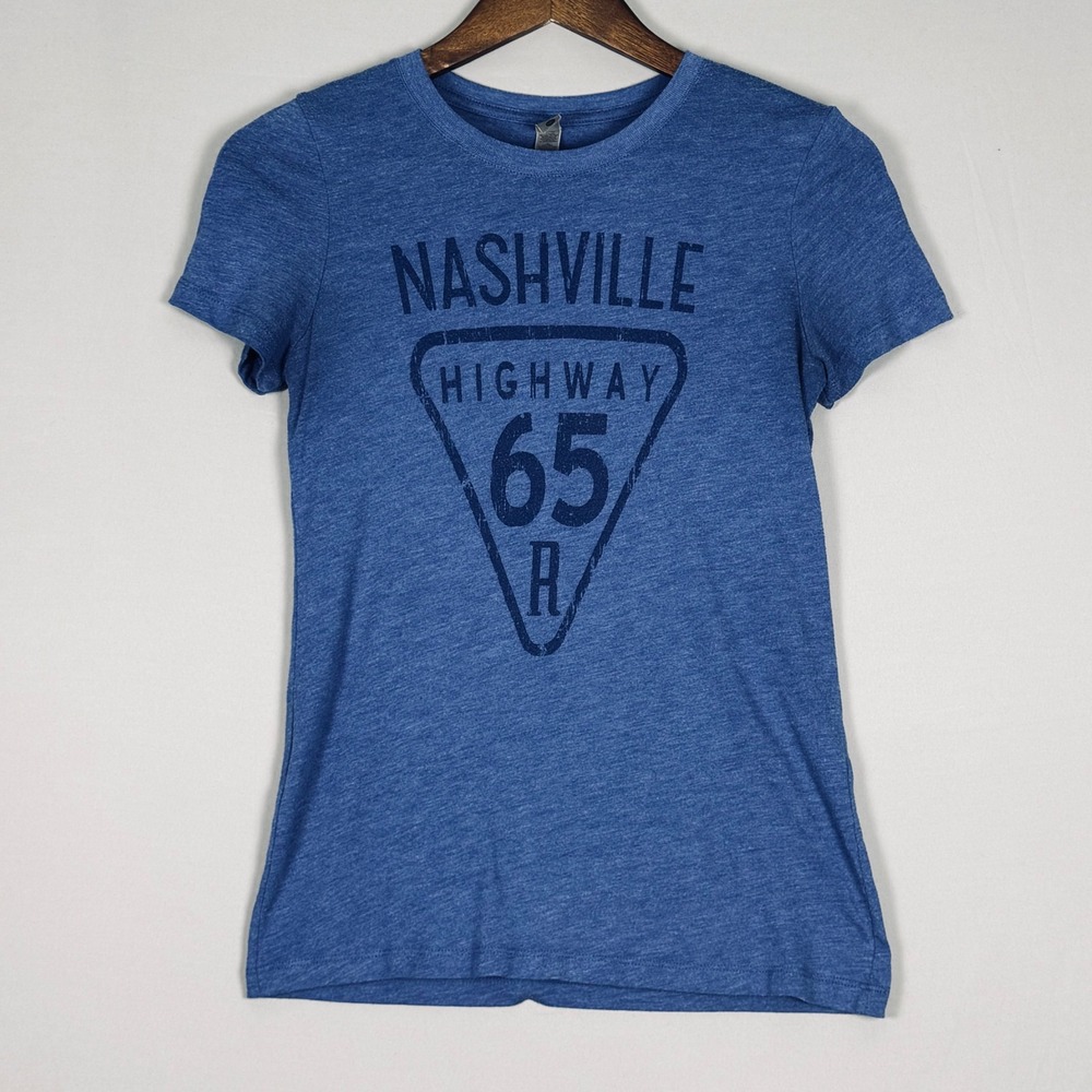 Next Level Apparel T-Shirt Women Medium Blue Excellent Nashville Highway 65 R
